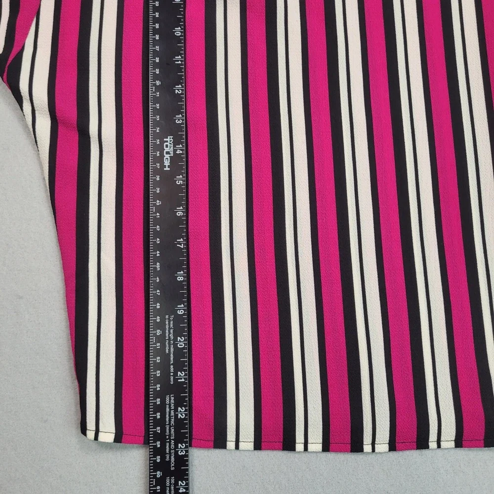 Michael Kors Petite Small Pink Black Striped Side Tie Blouse‎ Top Short Sleeve